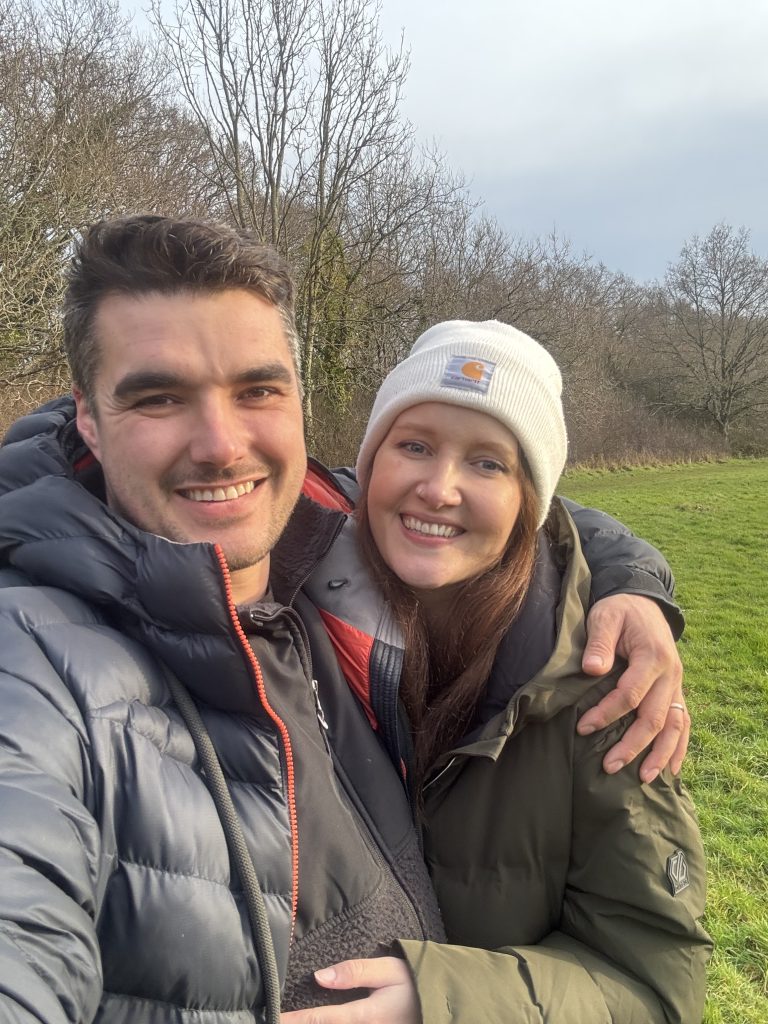 Chris Hull and Zoe Hull of greenbook landscapes standing in a park in exeter